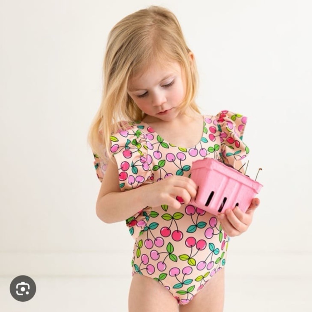 Posh Peanut | Summer Cherry Flutter Sleeve One Piece Swimsuit - Picture 2 of 7